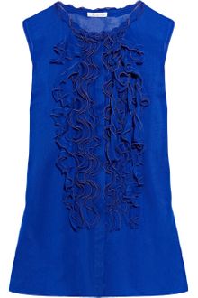 Oscar de la Renta Ruffled Silk-chiffon Top - Lyst