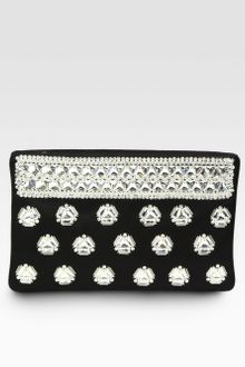 Prada Raso Jeweled Oversized Satin Clutch - Lyst