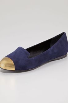 Yves Saint Laurent Metallic Captoe Suede Loafers - Lyst