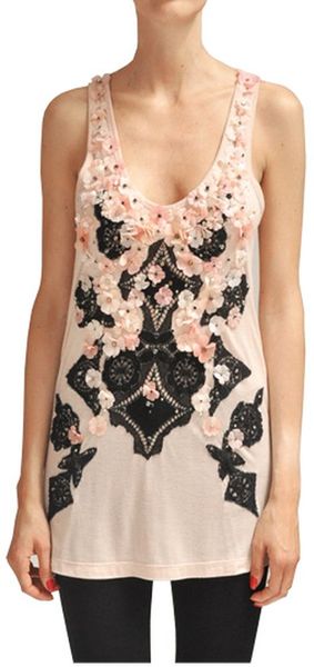 Amen Tank Top with Embroidered Lace - Lyst
