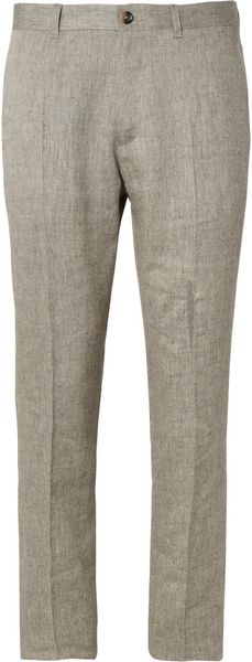 A.P.C. Sand Wovenlinen and Woolblend Trousers - Lyst