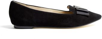DKNY Trista Suede Tuxedo Bow Flat Shoes - Lyst