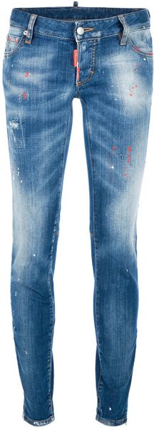 Dsquared2 Fluro Detail Jeans in Blue - Lyst