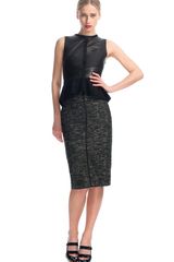 J. Mendel Metallic Tweed Pencil Skirt