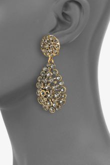 Oscar de la Renta Paveacute Stone Accented Drop Clipon Earrings - Lyst