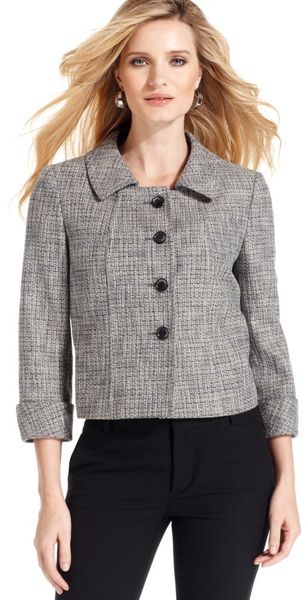 Tahari Three-quarter Sleeve Hopsack Jacket - Lyst