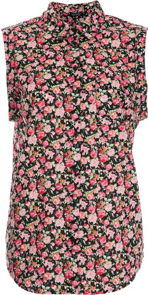 Topshop Sleeveless Casual Rose Shirt - Lyst
