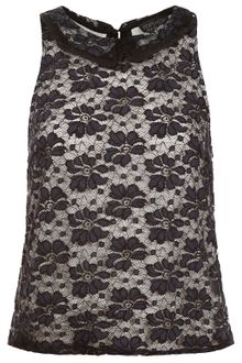 Topshop Collar Lace Shell Top - Lyst