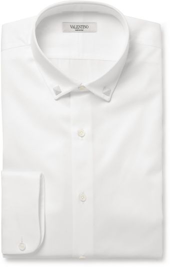 Valentino Collarstud Cottontwill Shirt - Lyst