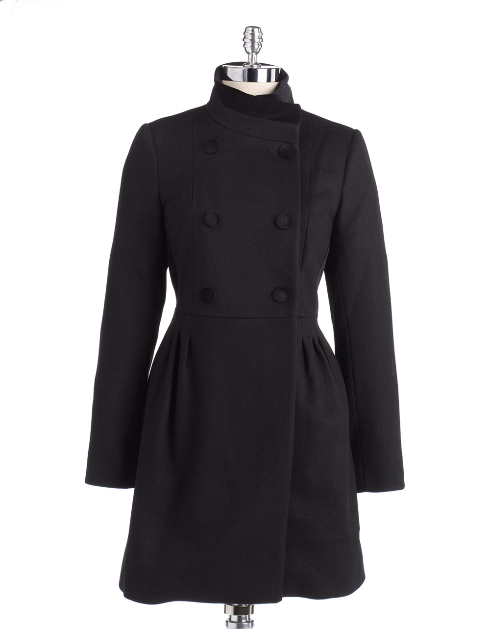 Badgley Mischka Doublebreasted Velvet Walker Coat in Black | Lyst