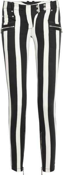 Balmain Striped Low-rise Skinny Jeans - Lyst
