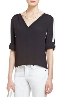 BCBGMAXAZRIA Alaine Colorblocked Vneck Top - Lyst
