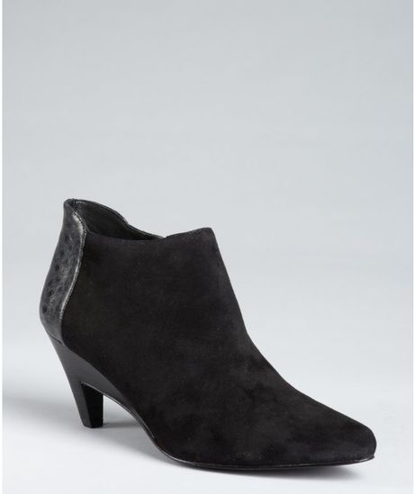 black suede booties with kitten heel
