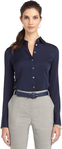 Brooks Brothers Petite Longsleeve Silk Shirt - Lyst