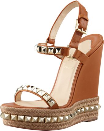 Christian Louboutin Cataclou Espadrille Wedge Brown - Lyst