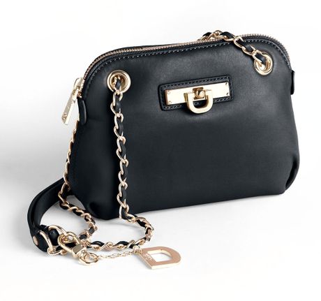 Dkny Small Round Leather Crossbody Bag in Black | Lyst
