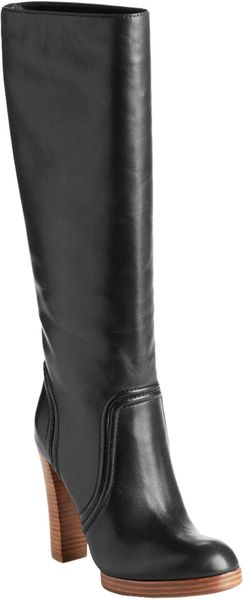 michael kors black leather high heel boots