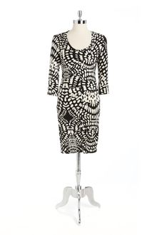 Nicole Miller Mosaic Print Ruched Jersey Sheath Dress - Lyst