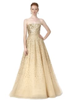 Oscar de la Renta Strapless Embroidered Gown - Lyst