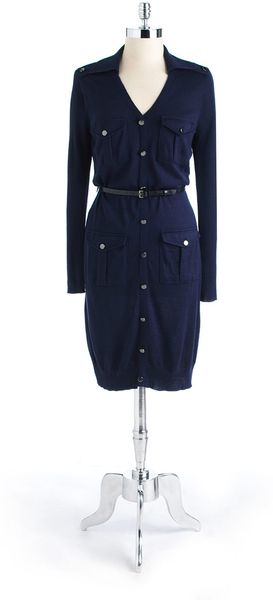 Tahari By Arthur S. Levine Longsleeved Vneck Shirtdress - Lyst
