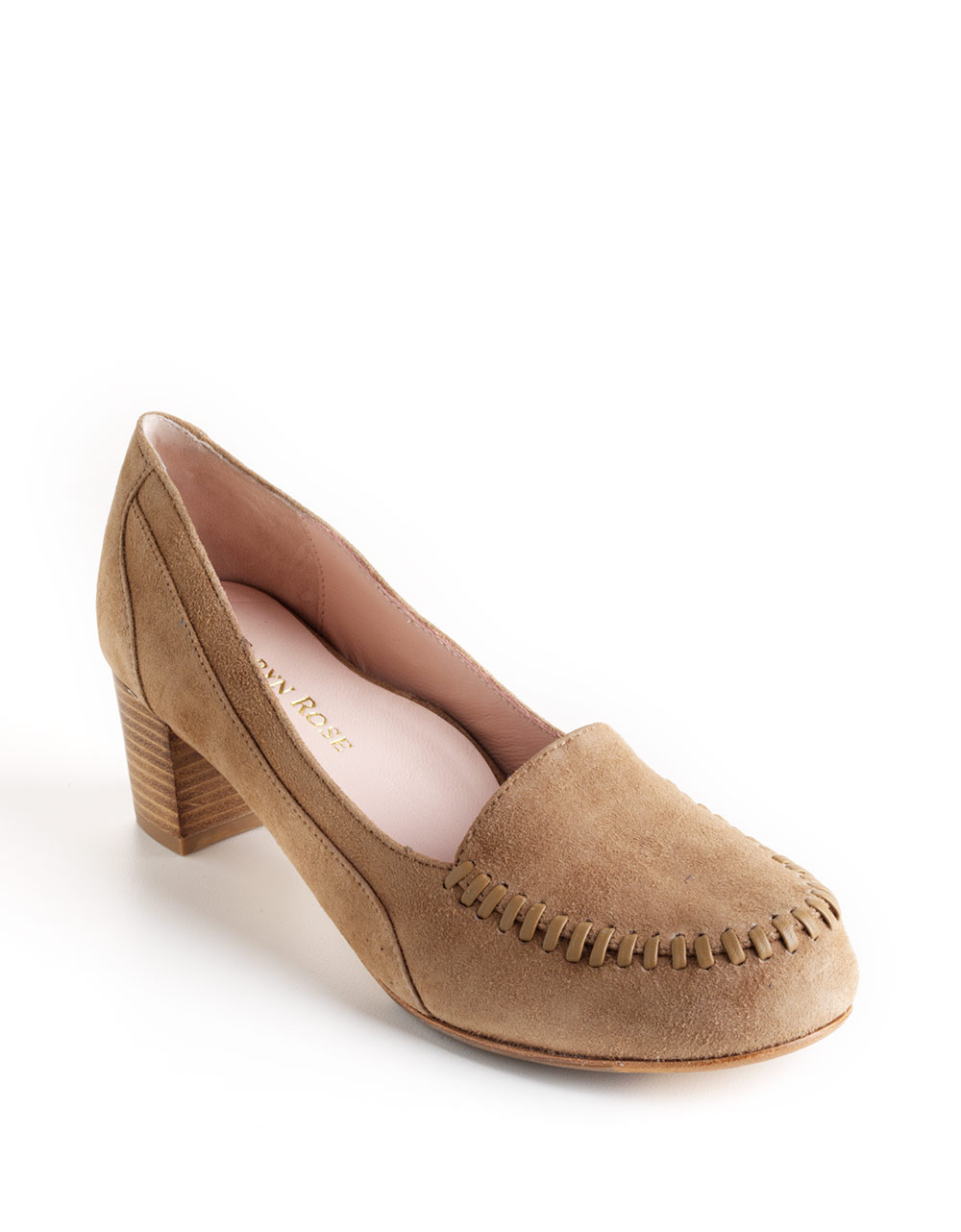 rose suede pumps