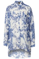 Topshop Oversize Porcelain Bird Shirt