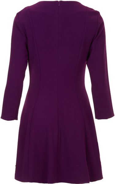 Topshop Crepe Fit and Flare Dress in Purple