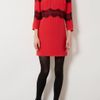Topshop Lace Panel Shift Dress in Red - Lyst