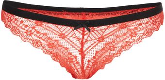 Topshop Waistband Lace Brazilian Knickers - Lyst
