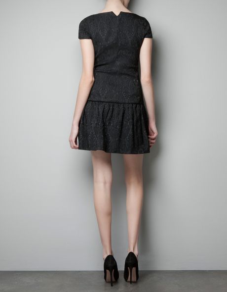 Zara Brocade Dress in Black | Lyst