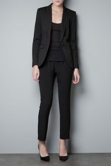 Zara Ponte Di Roma Blazer with Elbow Patches - Lyst