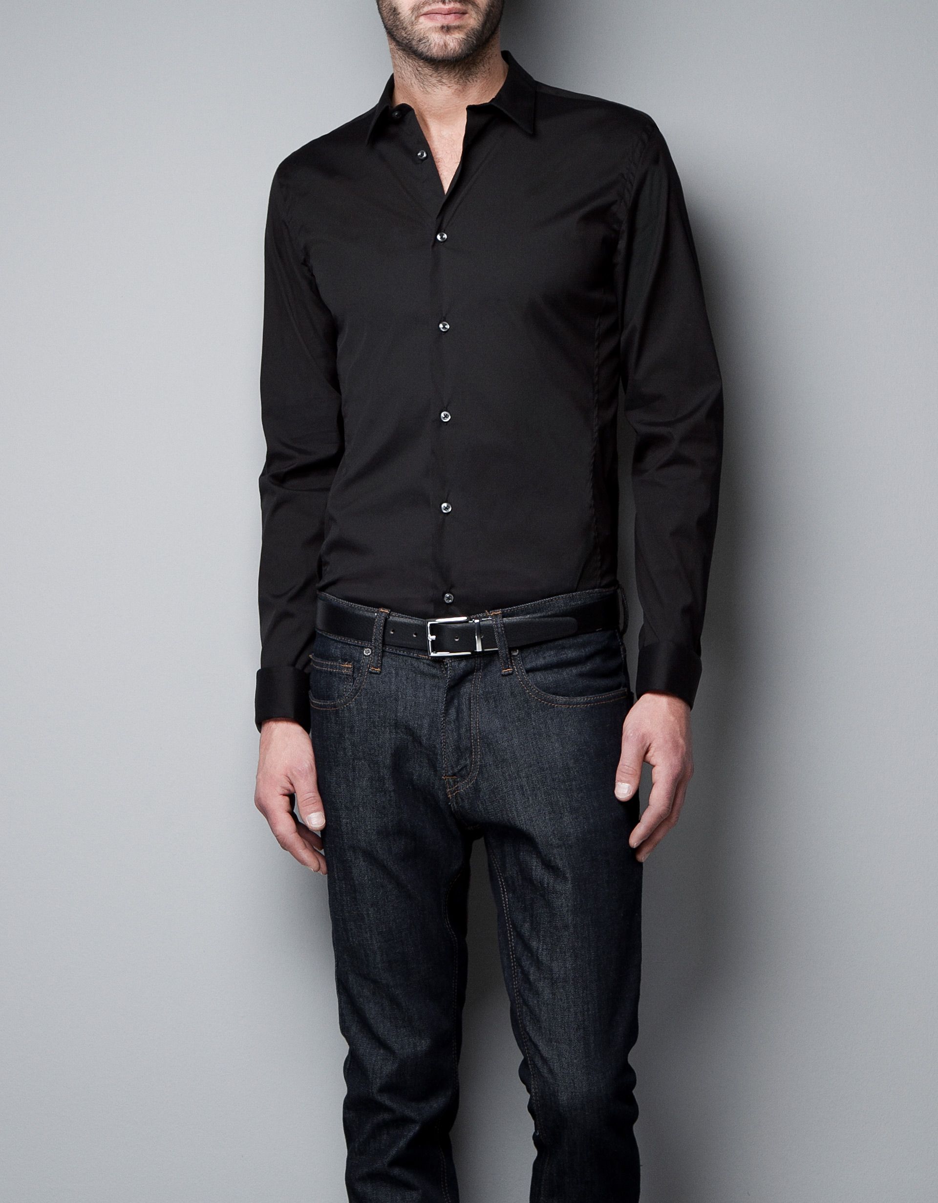 zara black long sleeve shirt