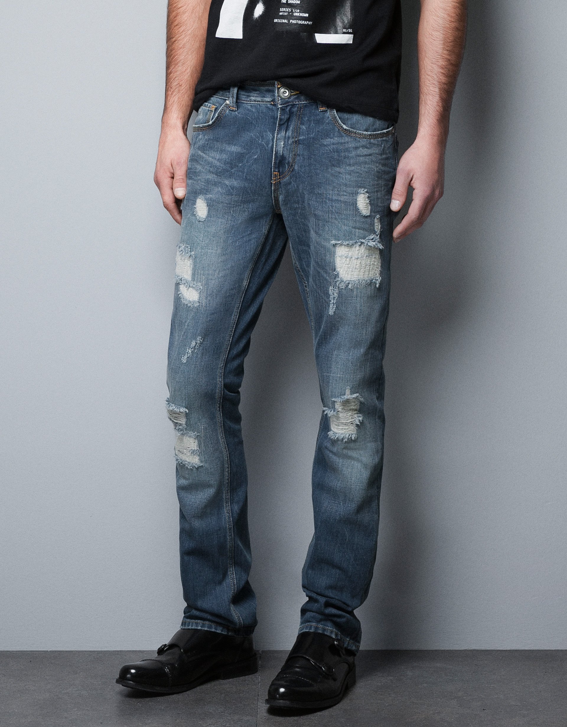 Zara Ripped Jeans in Blue for Men (dark blue)