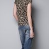 Zara Vneck Tshirt in Brown (leopard) - Lyst