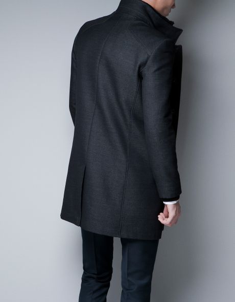 Zara Coat with Knitted Collar in Gray for Men (marengo) | Lyst