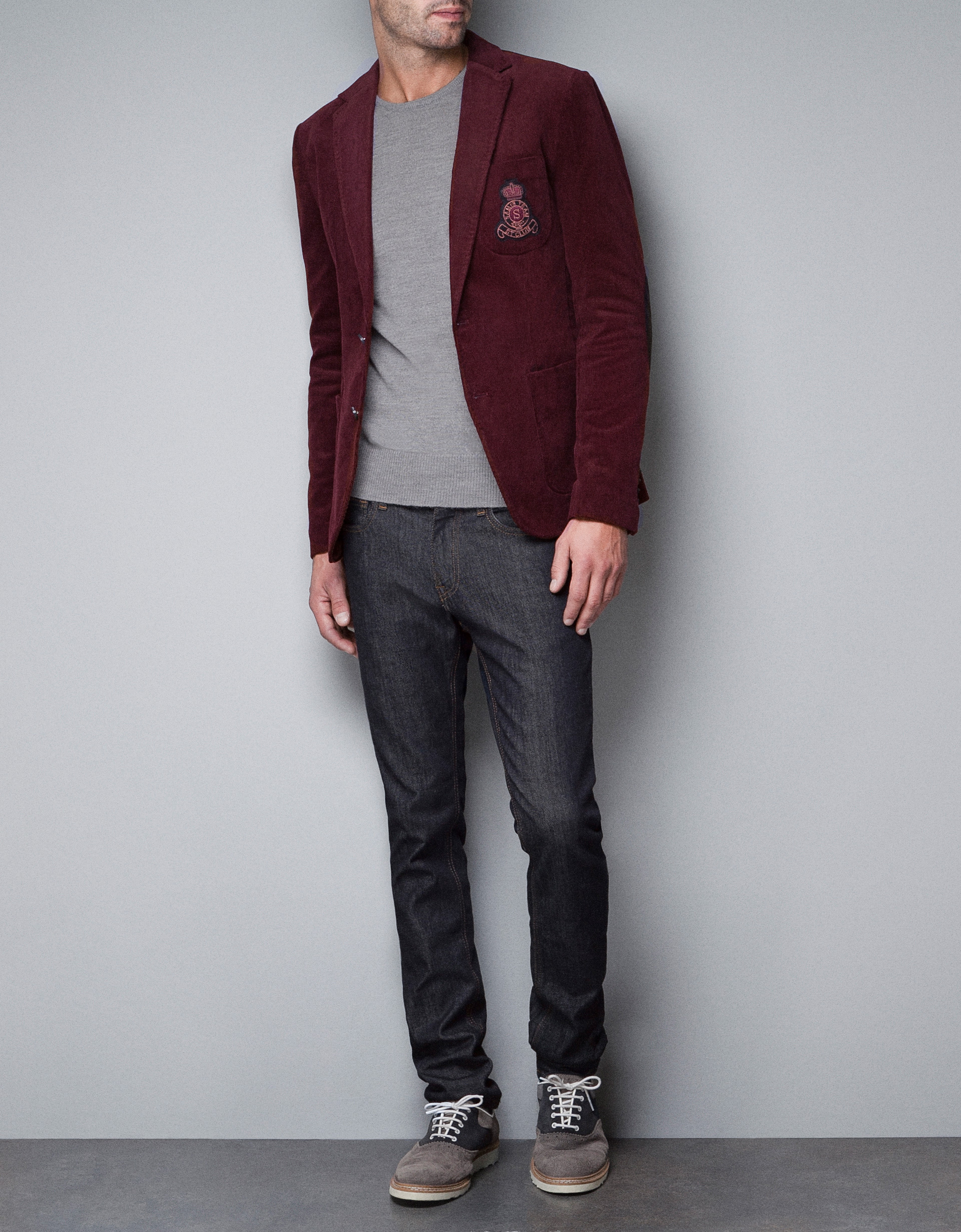 Zara Blazer with Crest in Purple for Men (maroon) Lyst