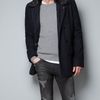 Zara 34 Length Coat with Fur Collar in Blue for Men (navy) - Lyst