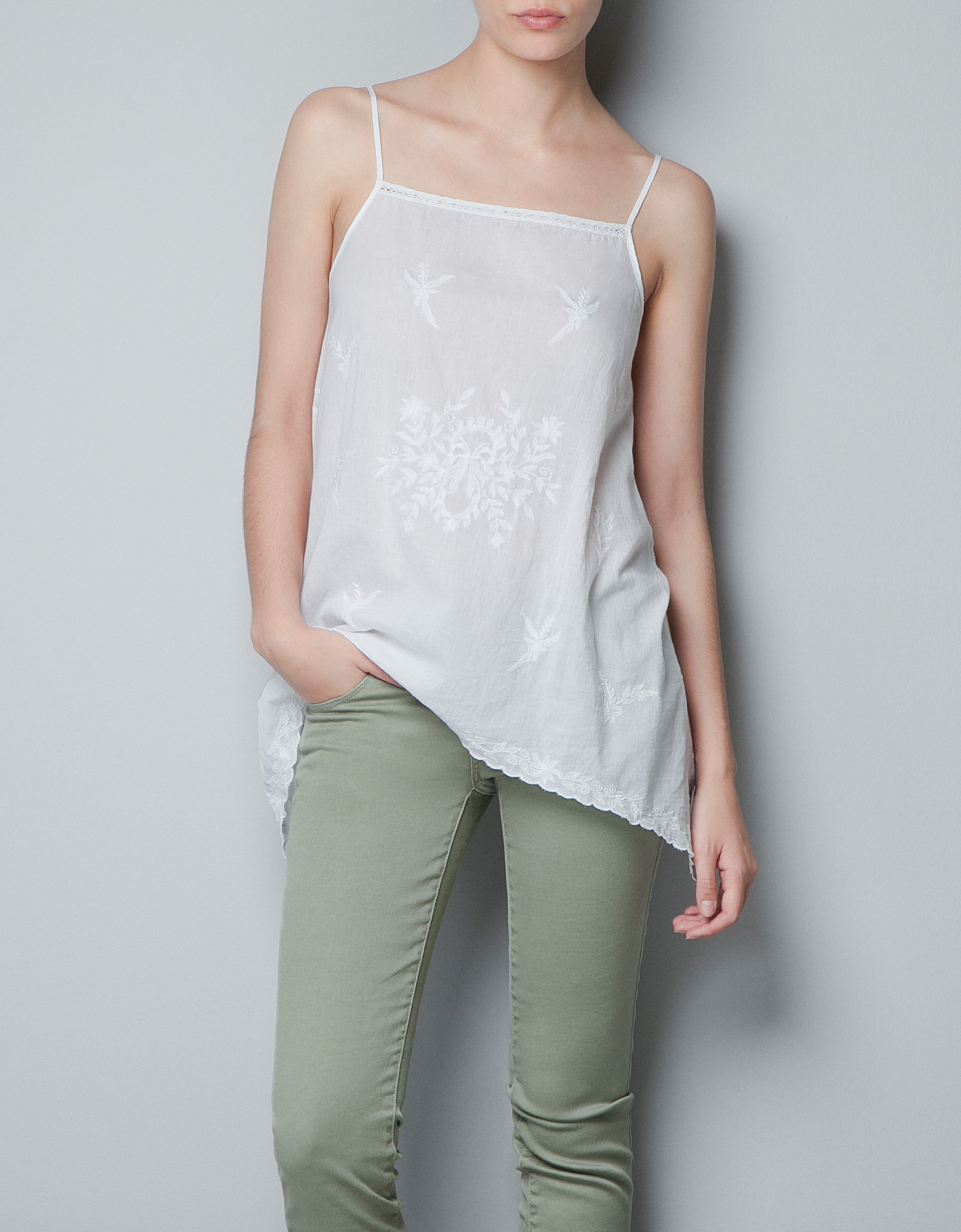 zara embroidered camisole