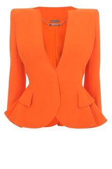 Alexander McQueen Orange Crepe Wing Peplum Jacket - Lyst