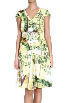 Class Roberto Cavalli Shortsleeve Silk Printed Dress - Lyst