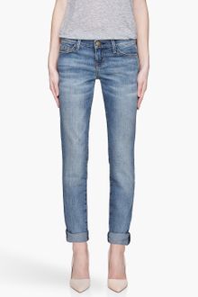 Current/Elliott Faded Blue The Rolled Skinny Low Rise Jeans - Lyst