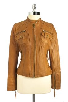 Michael Kors Leather Moto Jacket - Lyst