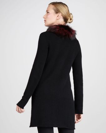 Neiman Marcus By Sofia Cashmere Furcollar Cardigan - Lyst