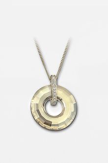 Swarovski Goldtone Crystal Circle Pendant Necklace - Lyst