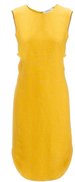 Alexander Lewis Linen Cut Out Dress - Lyst