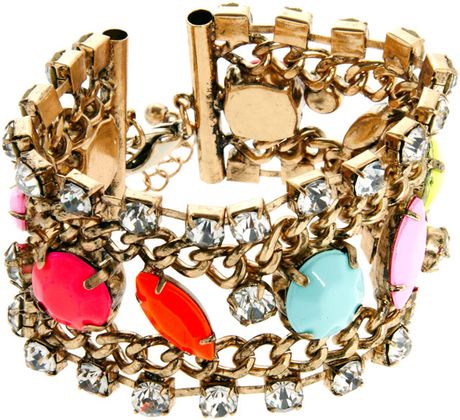 Asos Colour Stone Chain Bracelet in Gold (multi) - Lyst