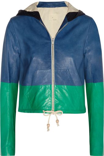 Boy by Band Of Outsiders Colorblock Hooded Leather Jacket - Lyst