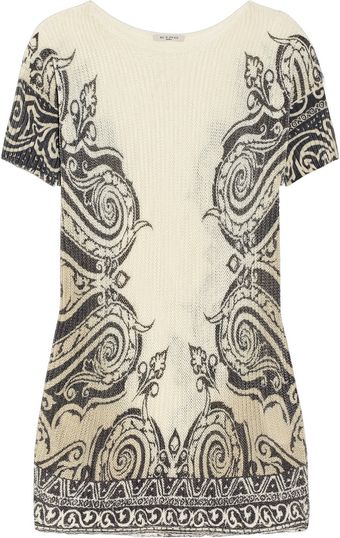 Etro Printed Ribbed Cotton Blend Sweater - Lyst