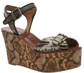 Lanvin Snake Print Wedge - Lyst