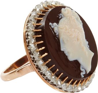 Olivia Collings Antique Jewelry Diamond Cameo Ring - Lyst